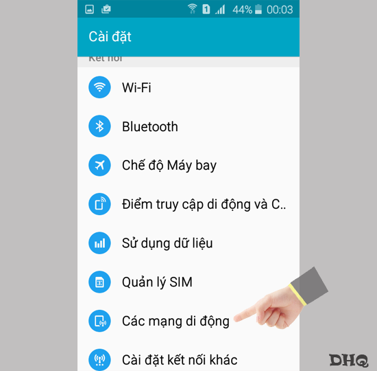Chọn Các mạng di động